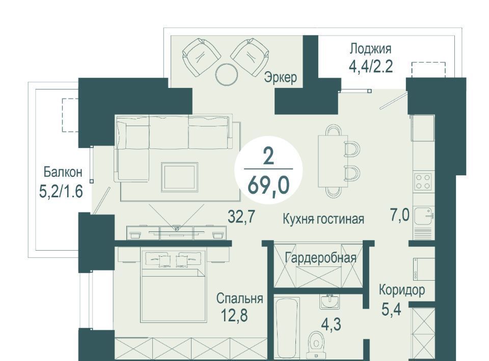 квартира г Красноярск р-н Советский ЖК Скандис озеро фото 1