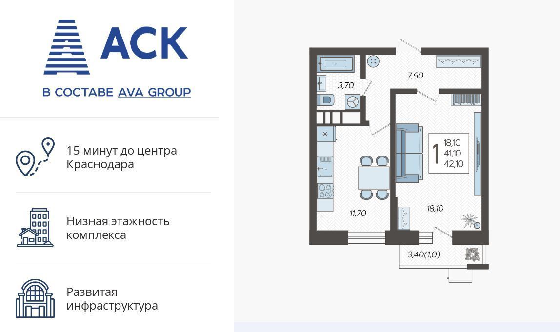 квартира г Краснодар р-н Прикубанский микрорайон 9-й километр ул Ярославская 115/2 фото 1