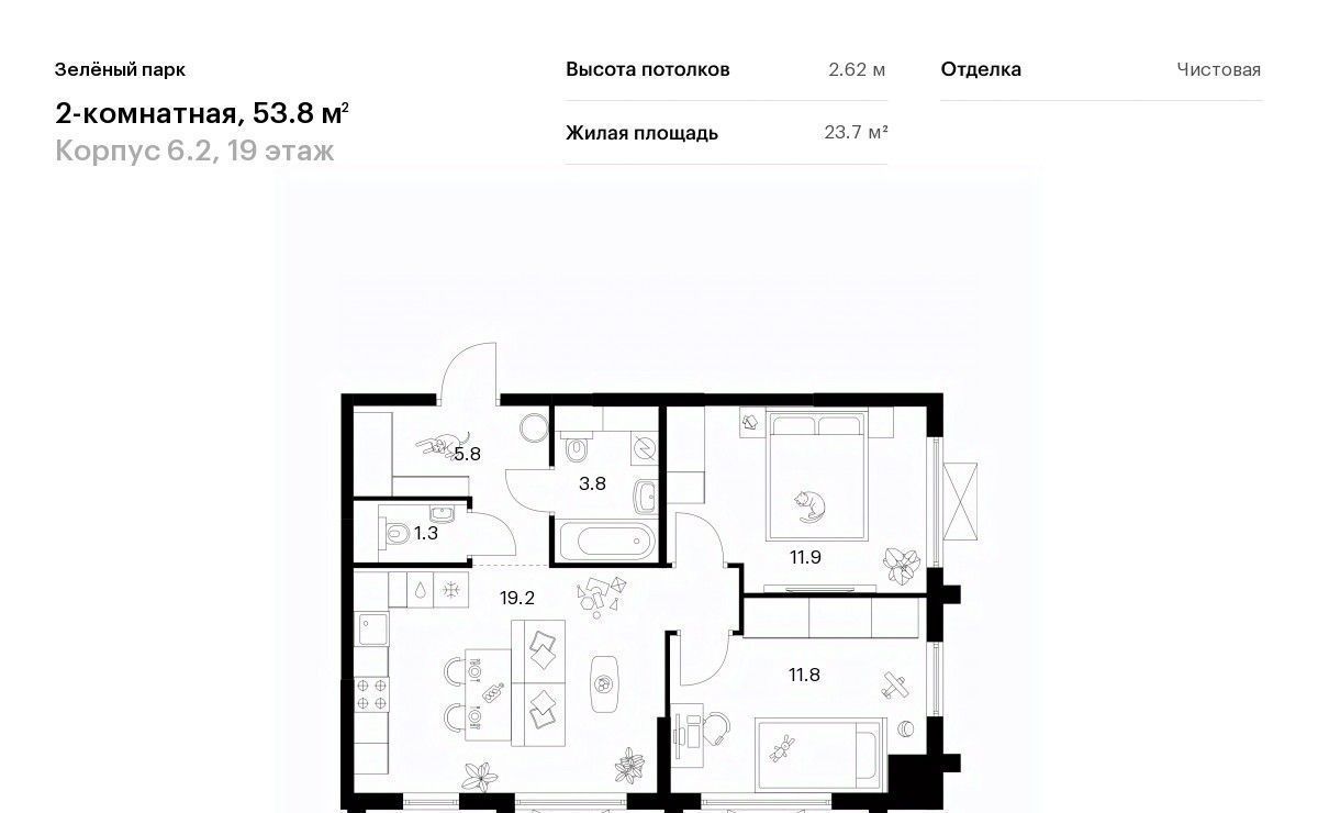 квартира г Зеленоград ЖК Зелёный Парк 6/2 Зеленоград — Крюково фото 1