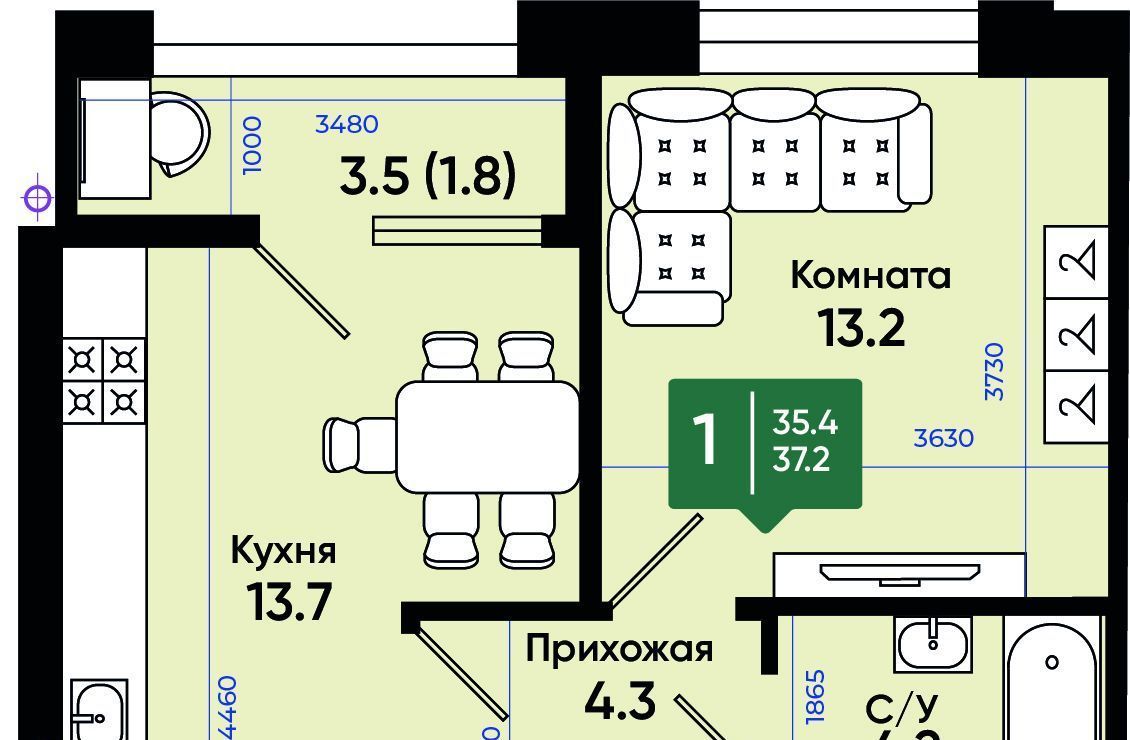 квартира г Батайск ул Олимпийское Кольцо 36к/3 фото 1