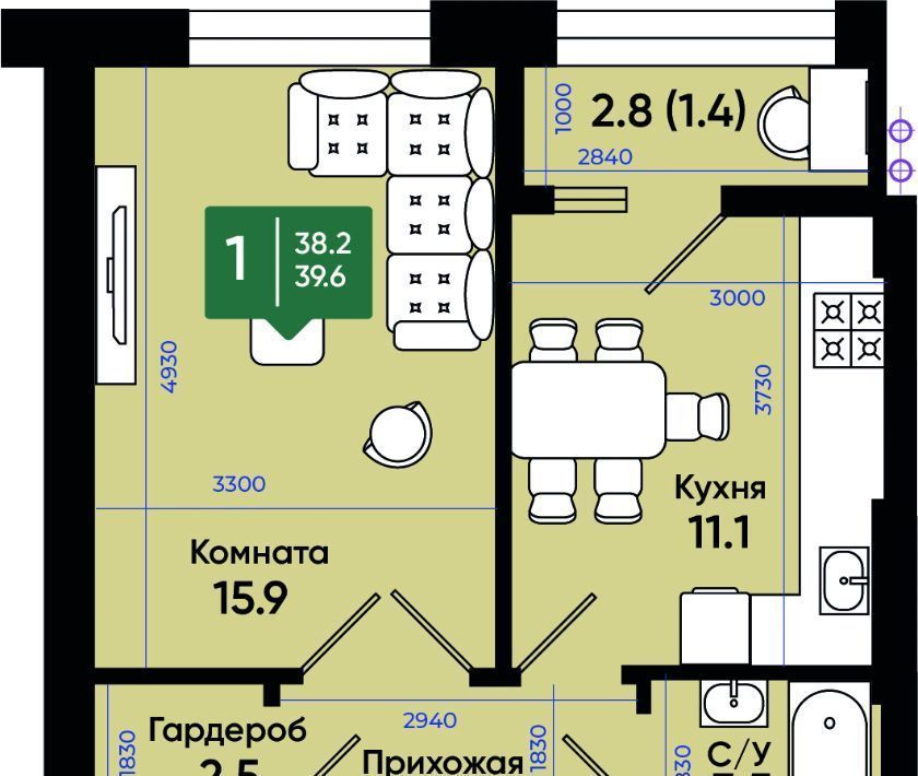 квартира г Батайск ул Олимпийское Кольцо 36к/8 фото 1