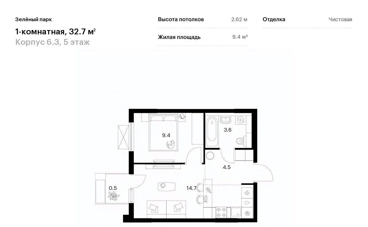 квартира г Зеленоград ЖК Зелёный Парк 6/3 направление Ленинградское (северо-запад) ш Пятницкое фото 1