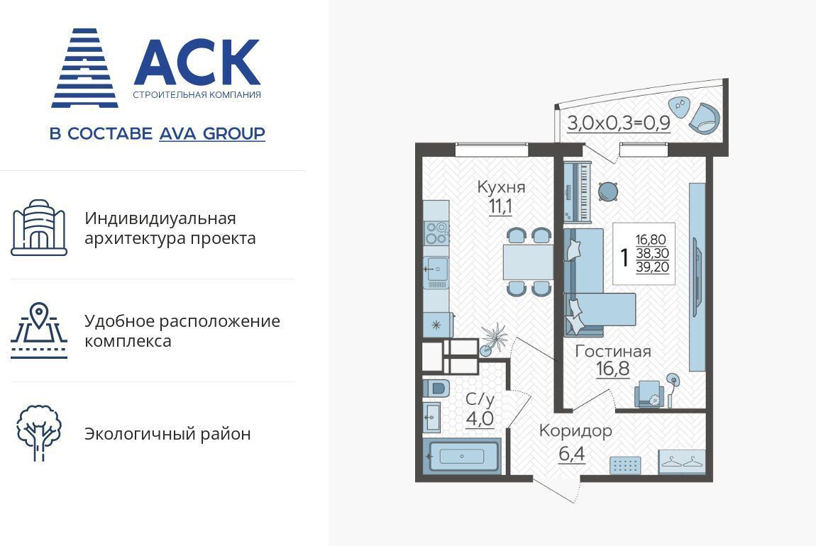 квартира г Краснодар р-н Прикубанский ул Садовое кольцо 3 ЖК «Зеленодар» фото 1