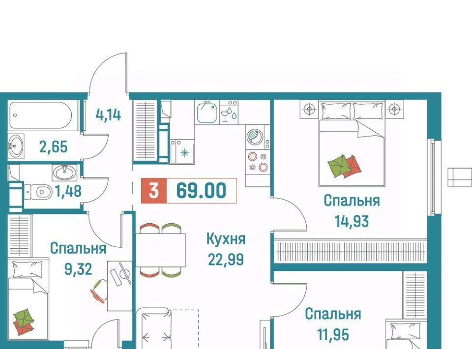 квартира р-н Всеволожский г Мурино ЖК «Графика» Девяткино фото 1