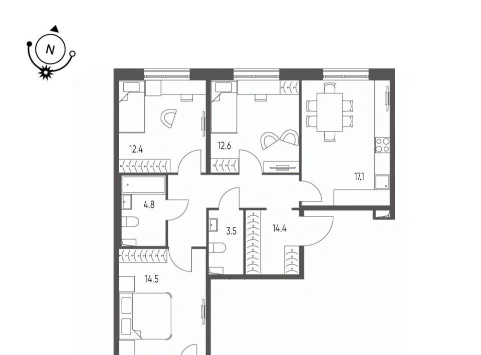 квартира г Омск р-н Кировский микрорайон Зелёная Река 13 фото 1
