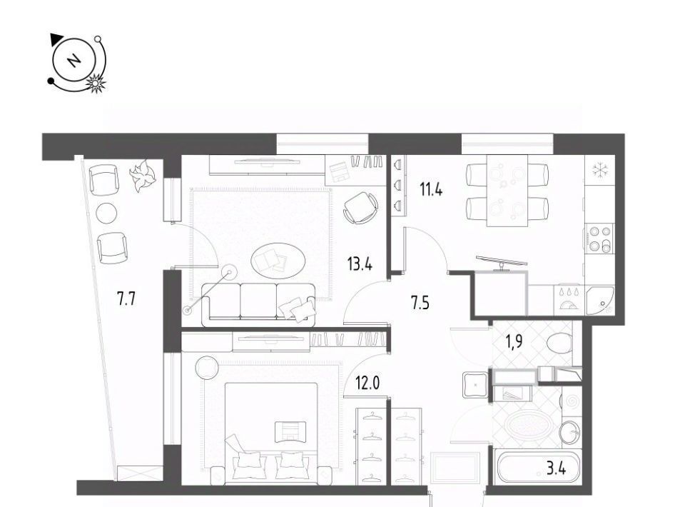 квартира г Омск р-н Кировский микрорайон Зелёная Река 2 фото 1