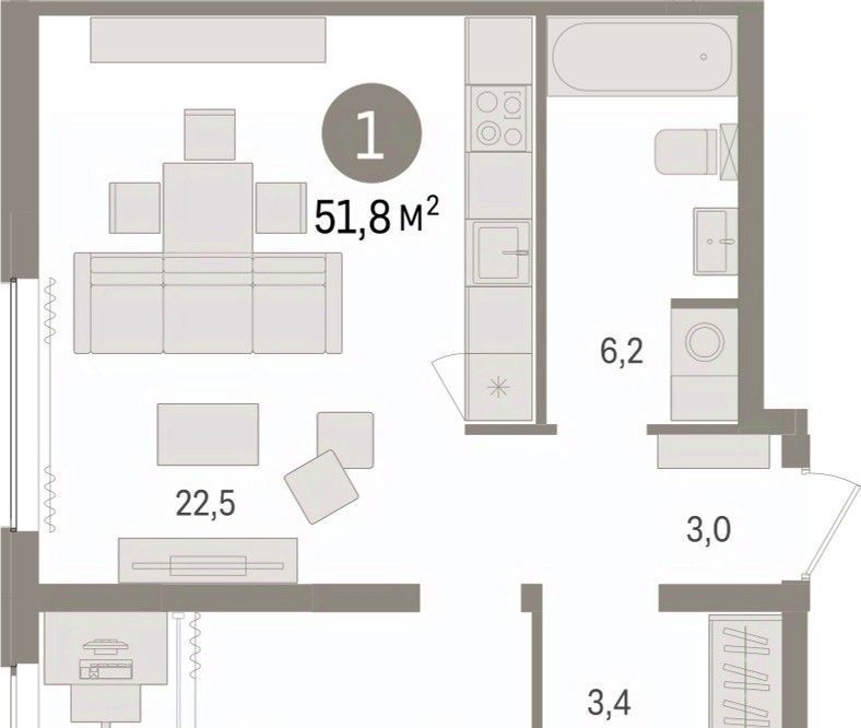 квартира г Сургут 35-й микрорайон ЖК квартал Новин 35-й фото 1