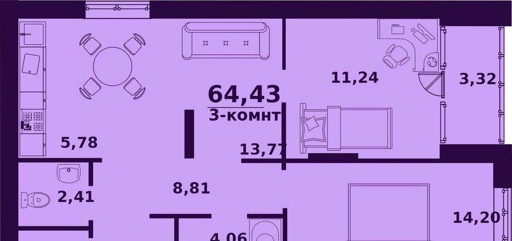 квартира г Ульяновск р-н Заволжский Верхняя Терраса ЖК «Сиреневый» 5 фото 1