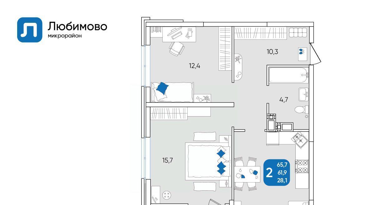 квартира г Краснодар р-н Прикубанский мкр Любимово 7/1 фото 1