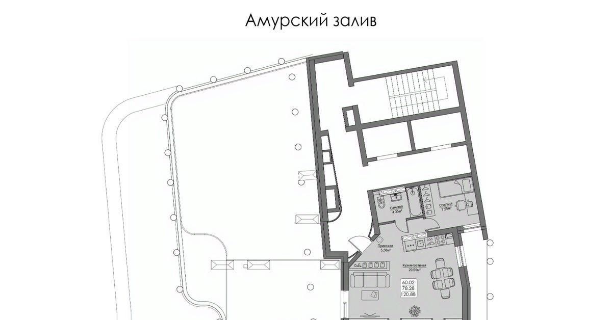 квартира г Владивосток р-н Фрунзенский ул Мыс Кунгасный 3б фото 4