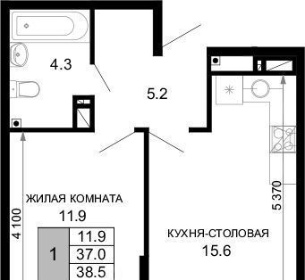 квартира г Краснодар р-н Прикубанский ЖК «Дыхание» фото 1