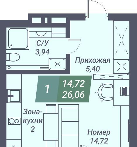 квартира г Новосибирск Заельцовская ул Даргомыжского 8д фото 2