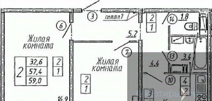 квартира г Воронеж р-н Левобережный ул Ленинградская 26 фото 1