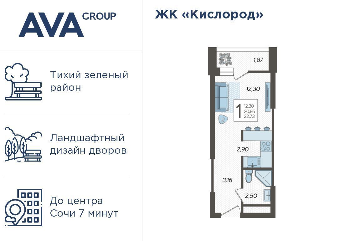 квартира г Сочи р-н Хостинский ЖК «Кислород» 2 фото 1