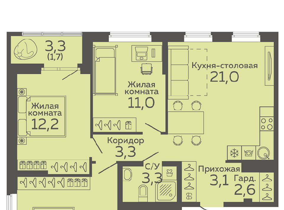 квартира г Екатеринбург микрорайон Новокольцовский Ботаническая фото 1
