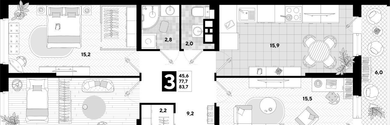 квартира г Краснодар р-н Прикубанский ул им. Константина Гондаря 103 фото 1