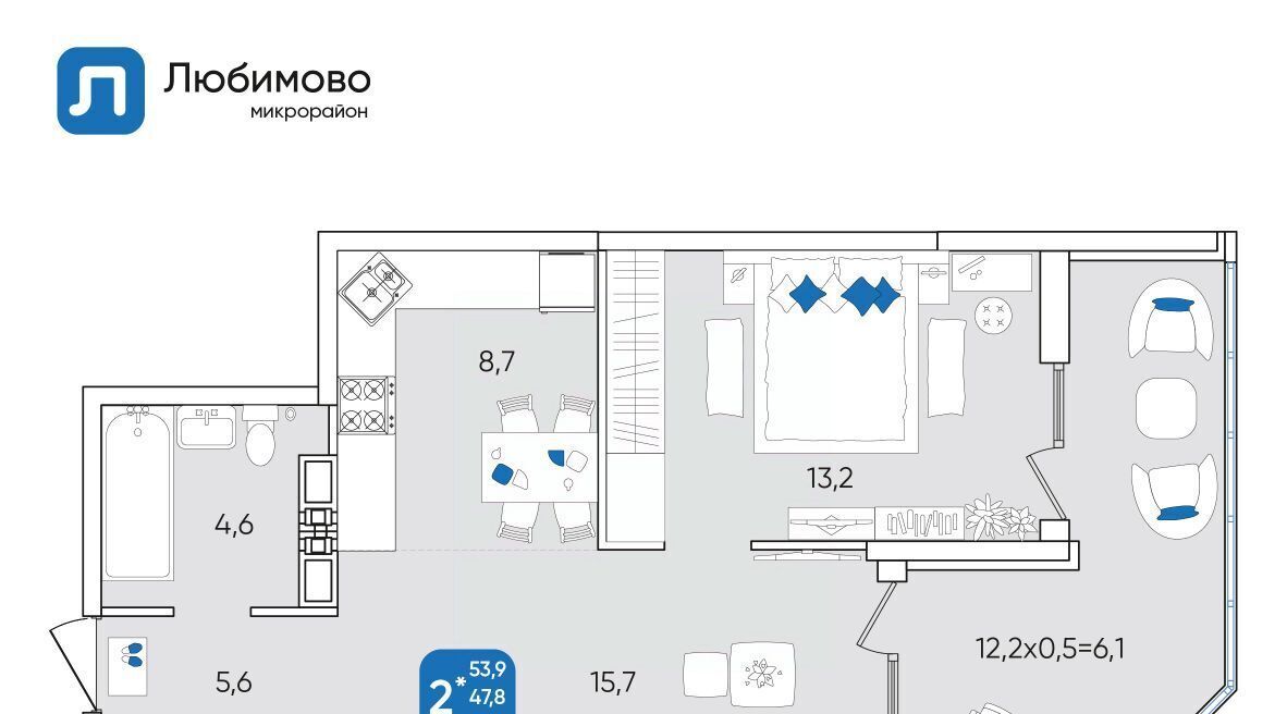 квартира г Краснодар р-н Прикубанский мкр Любимово 5/1 фото 1