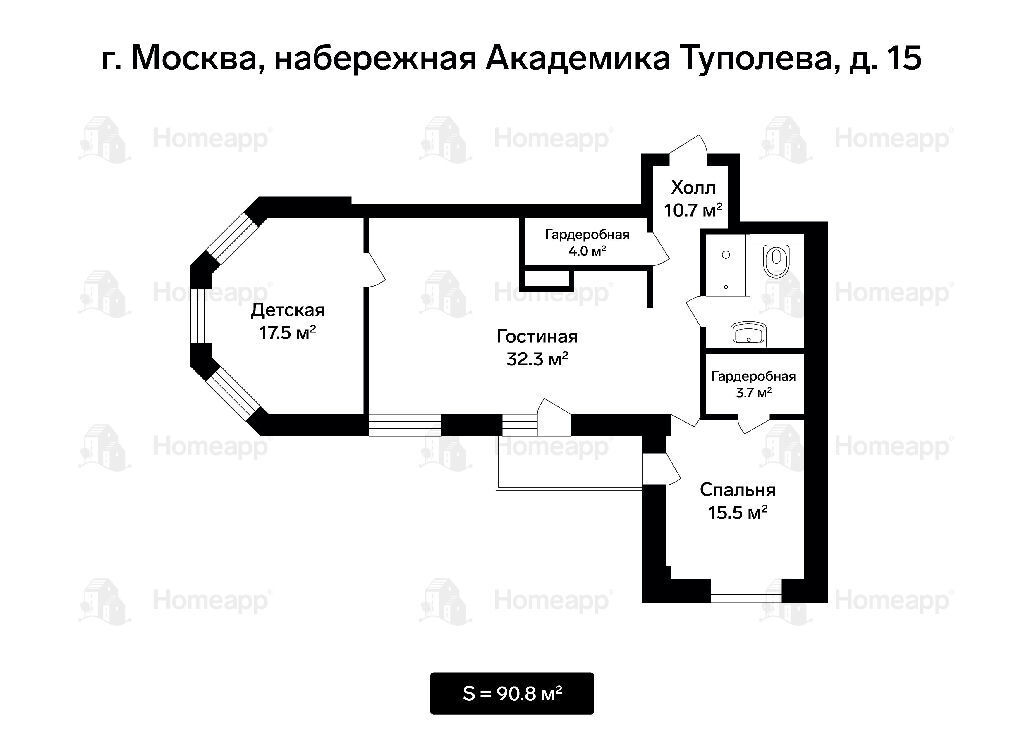 квартира г Москва метро Курская Курская метро МЦД-2, МЦД-2, метро МЦД-2 Центральный адм. округ Академика Туполева наб., 15 фото 18