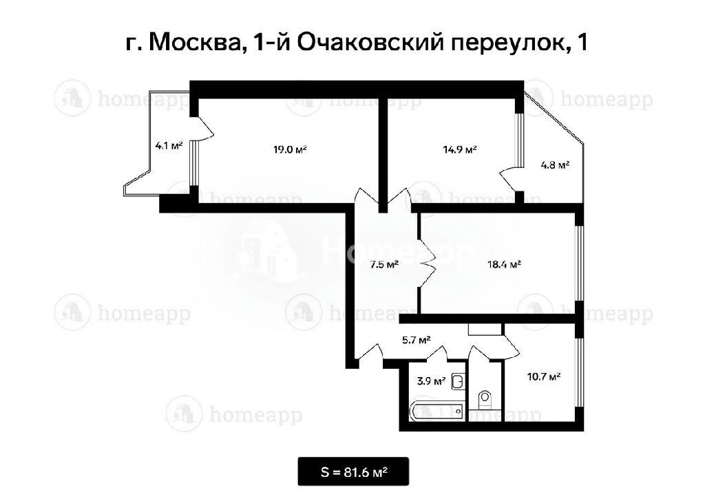 квартира г Москва Очаково пер 1-й Очаковский 1 МЦД-4 фото 4