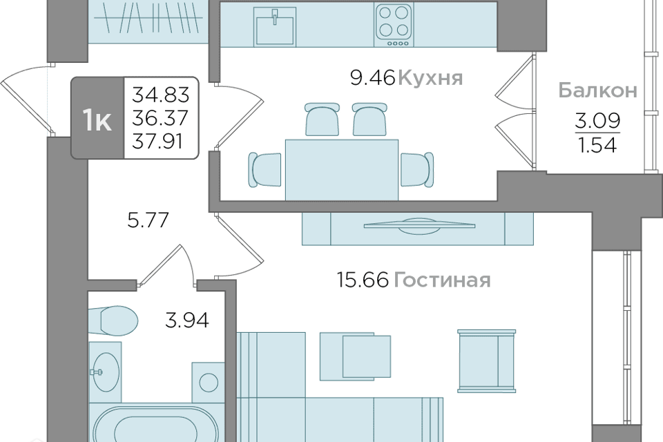 квартира г Калининград ул Батальная 94 городской округ Калининград фото 1