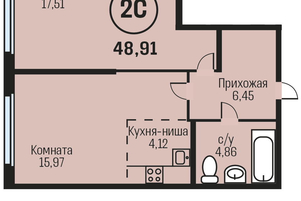 квартира р-н Смоленский п Южный муниципальное образование Барнаул, Барнаул фото 1