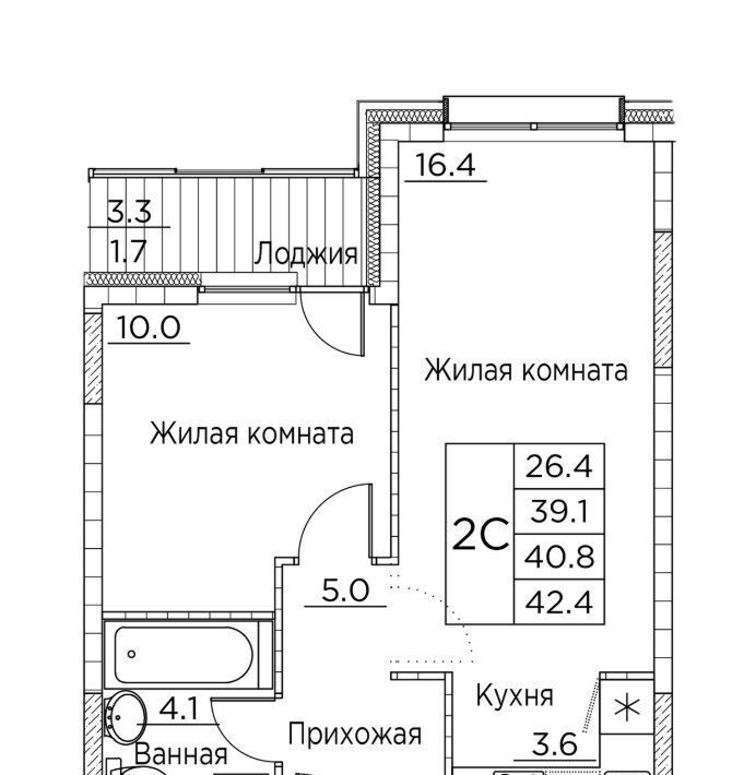 квартира г Владивосток р-н Ленинский ул Расула Гамзатова 7к/2 фото 1