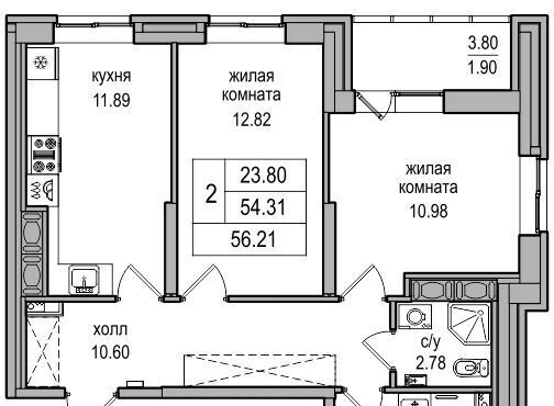 квартира г Санкт-Петербург п Парголово р-н Выборгский проезд Толубеевский, 34к 3 фото 1