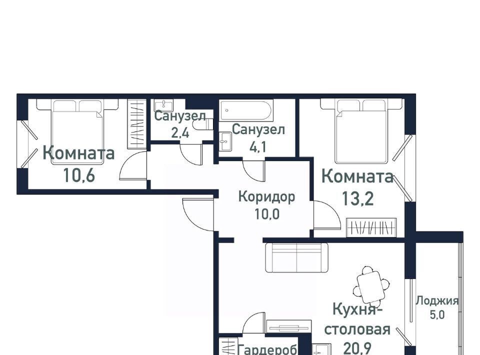 квартира п Западный р-н мкр Притяжение ул имени ефрейтора Потехина 2 Кременкульское с/пос фото 1