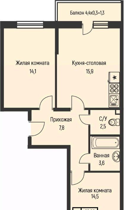квартира г Краснодар п Березовый Эко-квартал Nova Vita муниципальное образование фото 1