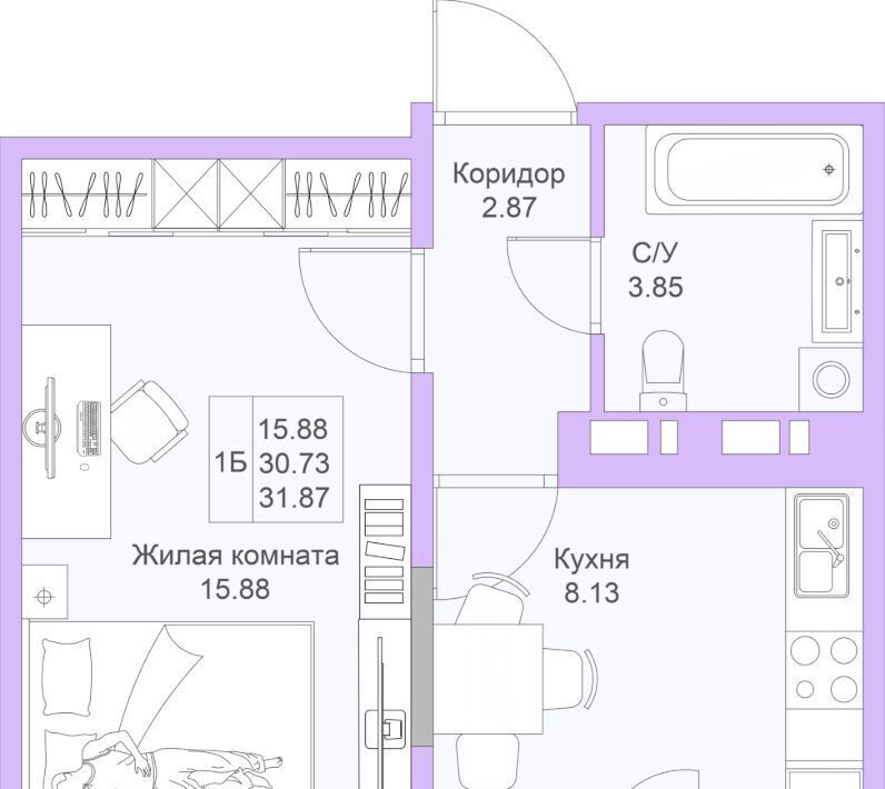 квартира г Казань метро Горки ЖК «Светлая долина» фото 1