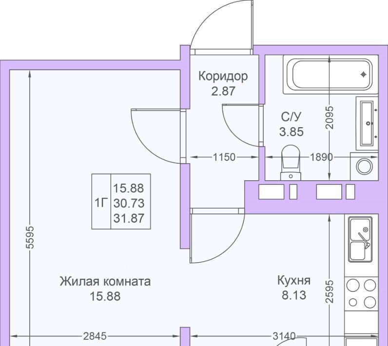 квартира г Казань метро Горки ЖК «Светлая долина» фото 4