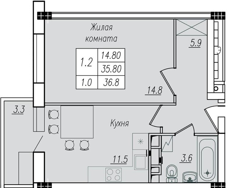 квартира г Курск р-н Центральный ул Энгельса 134б фото 2