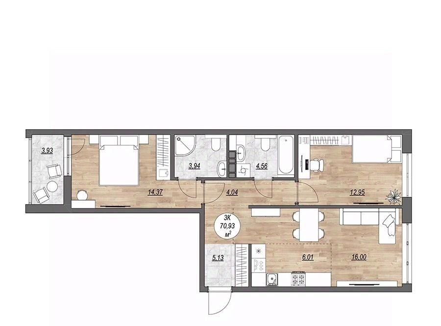 квартира г Петрозаводск Древлянка-9 Древлянка-2 ЖК «Каскад» фото 1