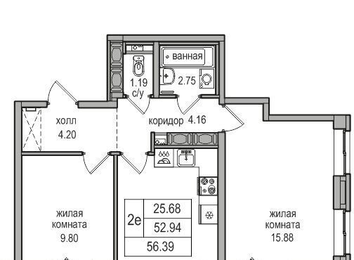 квартира г Санкт-Петербург п Парголово ул Заречная 52к/1 р-н Выборгский фото 1