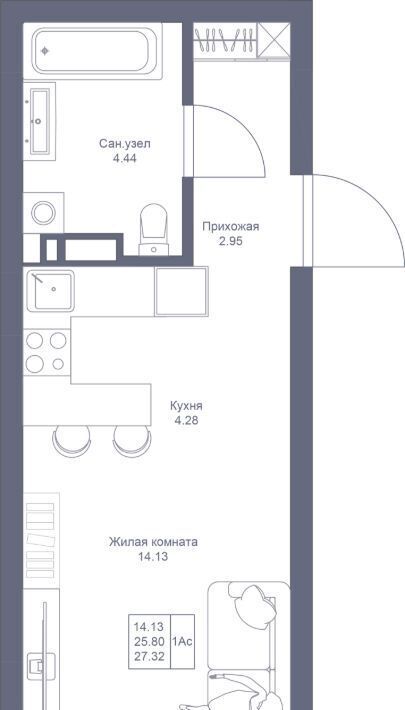 квартира г Казань метро Горки ПК 1-1, Мой Ритм жилой комплекс фото 1