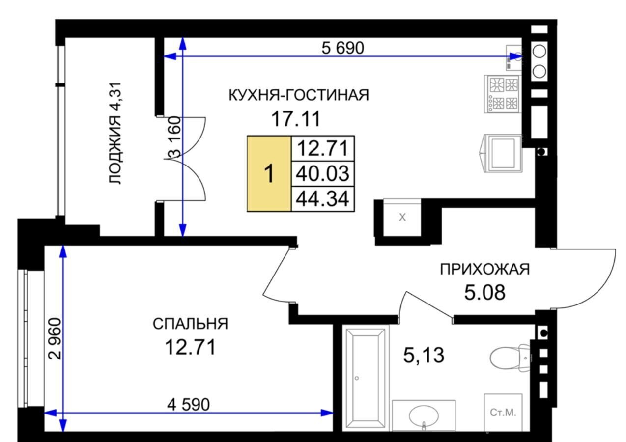 квартира р-н Гурьевский г Гурьевск ул Героя России Катериничева 1 з/у 2 фото 2