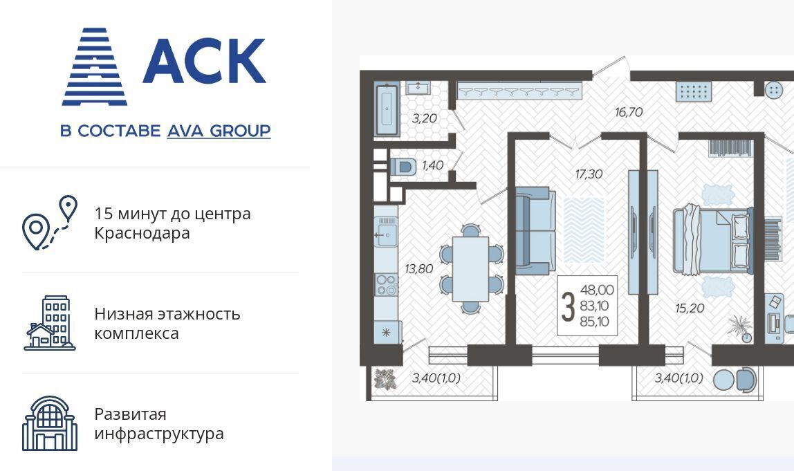 квартира г Краснодар р-н Прикубанский микрорайон 9-й километр ул Ярославская 115/3 фото 1