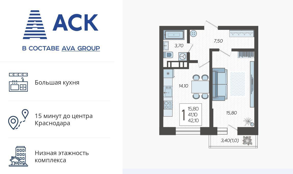 квартира г Краснодар р-н Прикубанский микрорайон 9-й километр ул Ярославская 115/4 фото 1