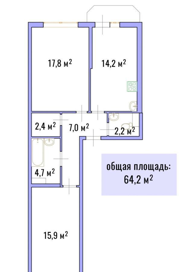 квартира г Ломоносов р-н Петродворцовый ул Михайловская 51 фото 15