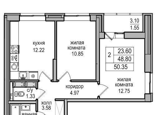 квартира г Санкт-Петербург п Парголово ул Заречная 56 метро Парнас фото 1