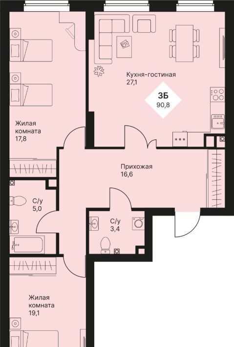квартира г Екатеринбург Эльмаш ЖК Веер Парк Проспект Космонавтов, жилрайон фото 1