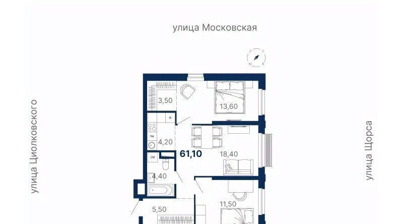квартира г Екатеринбург Чкаловская ул. Айвазовского, 52 фото 1