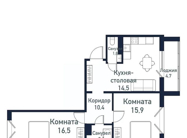 квартира р-н мкр Притяжение ул имени ефрейтора Потехина 5 Кременкульское с/пос фото