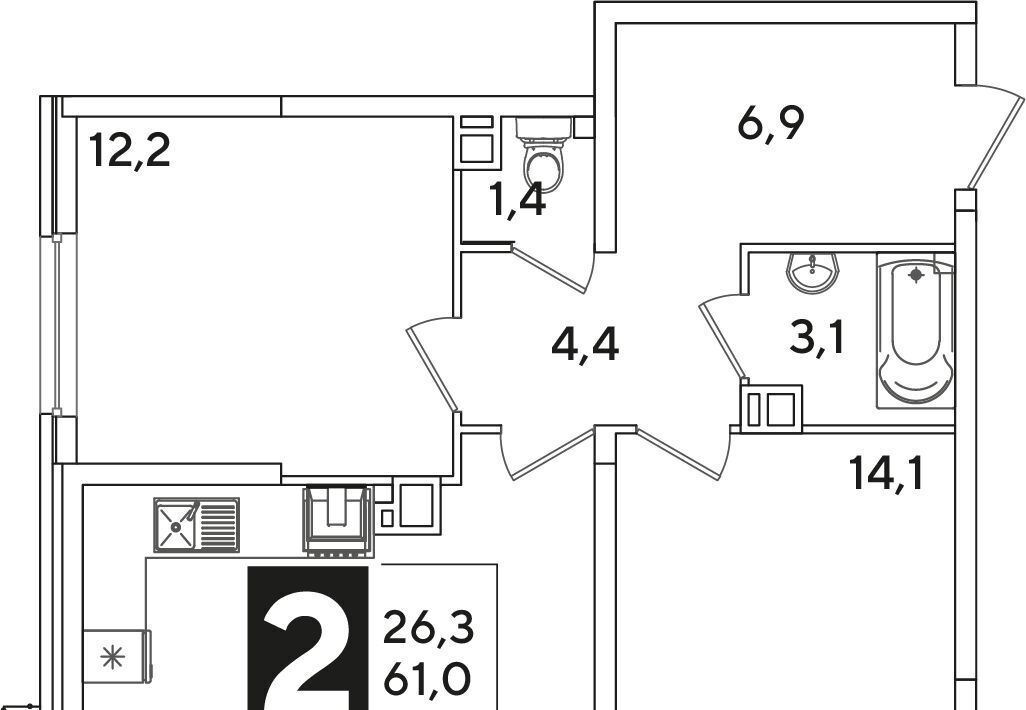 квартира г Краснодар р-н Прикубанский ул им. Ивана Беличенко 92 фото 1