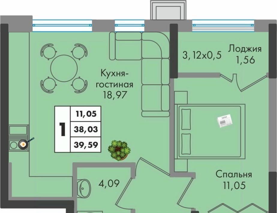 квартира г Краснодар р-н Прикубанский ул им. генерала Брусилова 1/1 5 лит фото 1