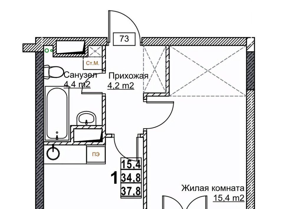 квартира г Нижний Новгород Стрелка Мещерское Озеро ЖК «Гранд Квартал Бетанкур» жилрайон, 1-й мкр фото 1