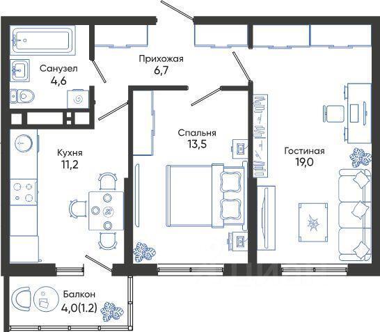 квартира г Новороссийск ул Куникова 353923 47 фото 1