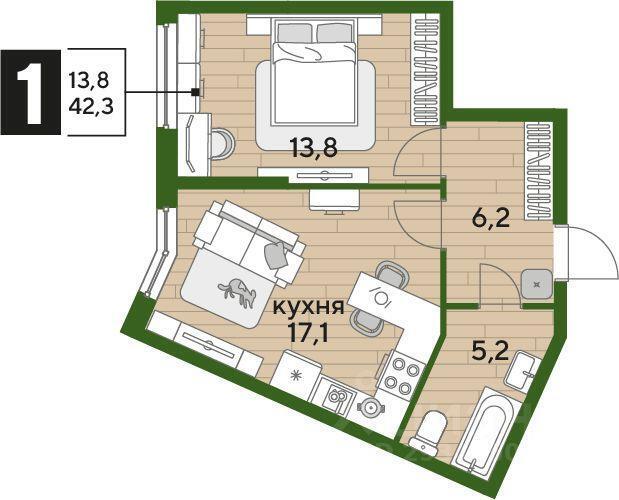 квартира г Краснодар ул им. Марины Цветаевой 3/1 фото 2