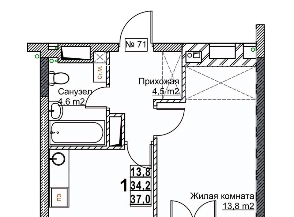 квартира г Нижний Новгород Стрелка Мещерское Озеро ЖК «Гранд Квартал Бетанкур» жилрайон, 1-й мкр фото 1