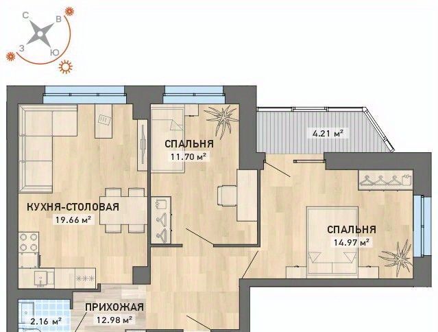 квартира г Екатеринбург Ботаническая Уктус ЖК «Просторы» жилрайон фото 1